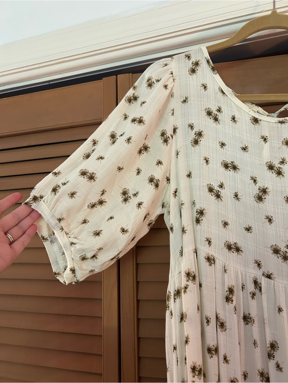Carly Jean Los Angeles Cream Maxi Dress with Brown Floral Print - Picture 3 of 7